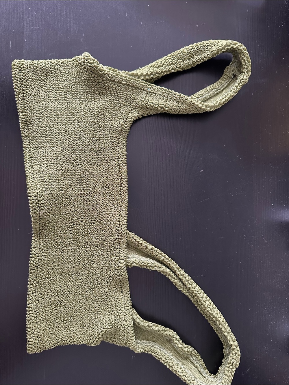 Hunza G Olive Green Textured Knit Bikini Top